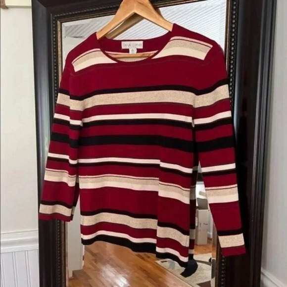 Casual corner‎ Crew Neck Metallic Silk Sweater Size Medium - Picture 1 of 4